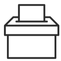 Election box with a piece of paper inserted into the top
