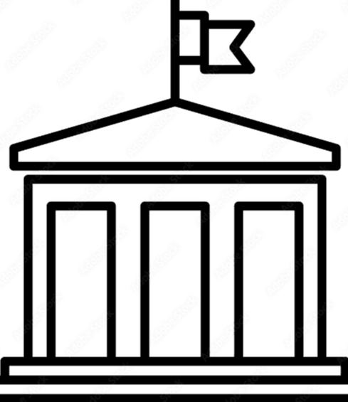 Image of building outline with non-specific flag on roof