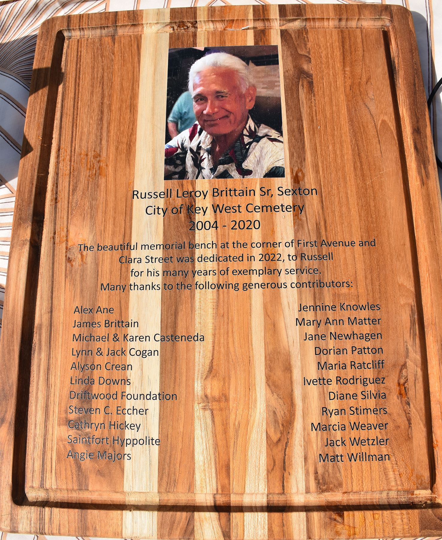 A plaque in the sexton's house 