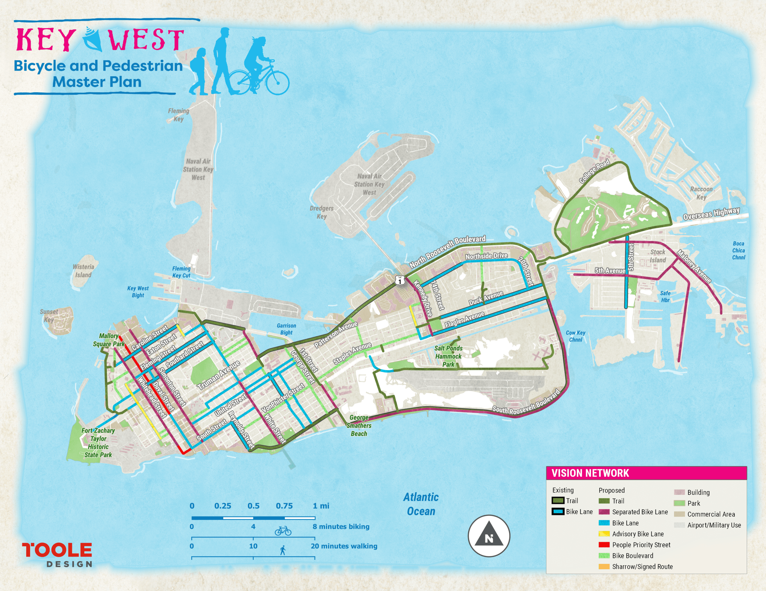 Map of the long term network from the Bicycle Pedestrian Master Plan