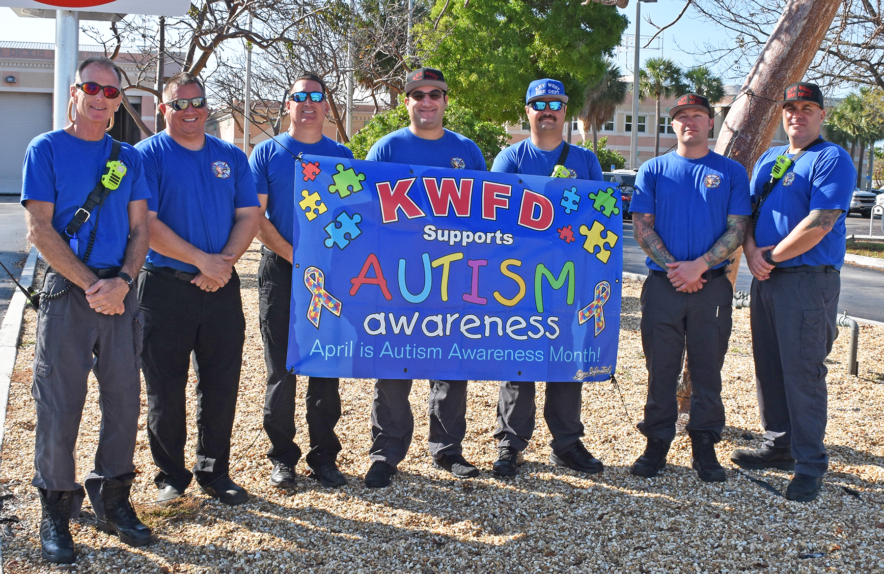 Autism Awareness Firefighters facing camera
