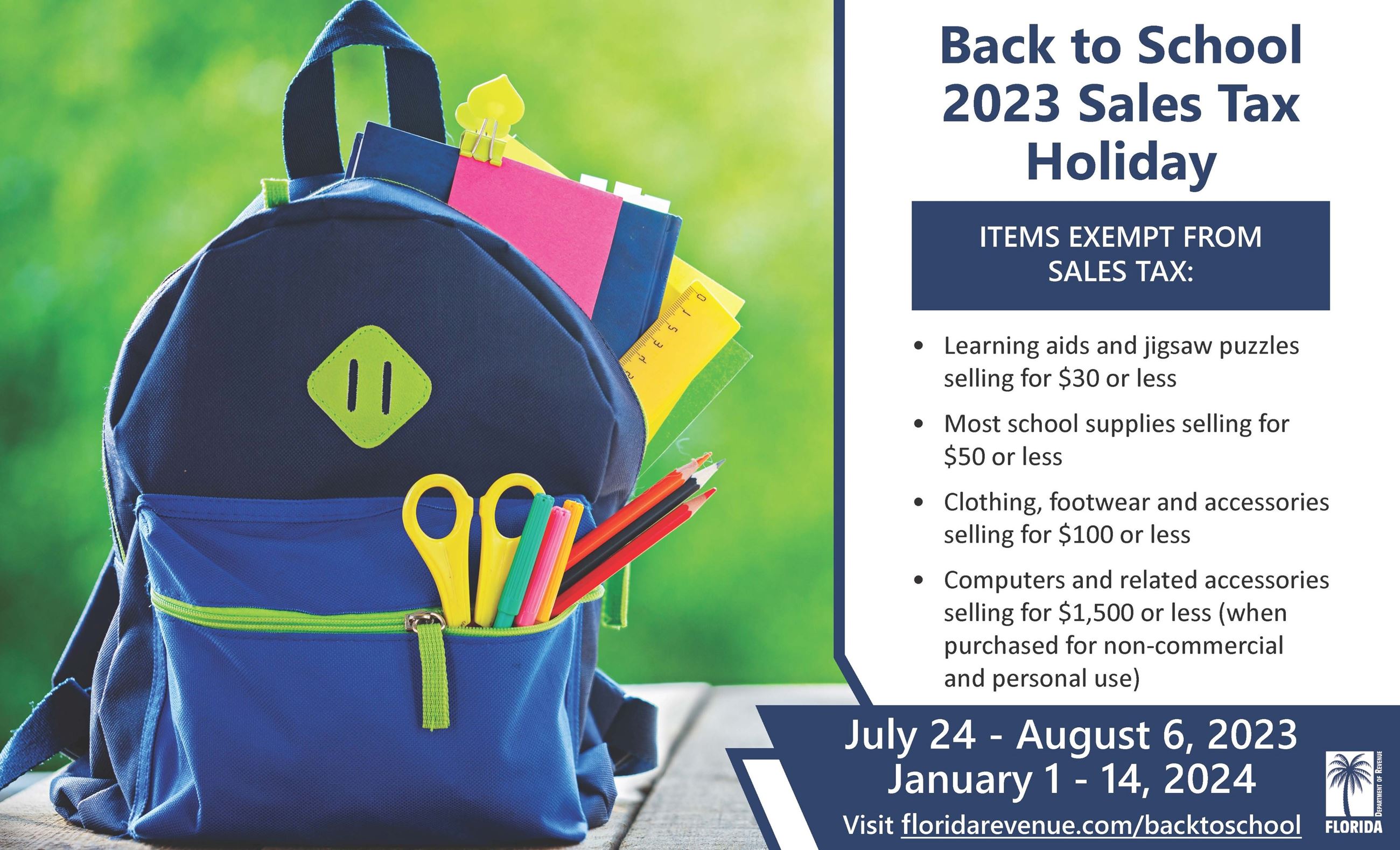 Back to School Sales Tax Holiday 2023